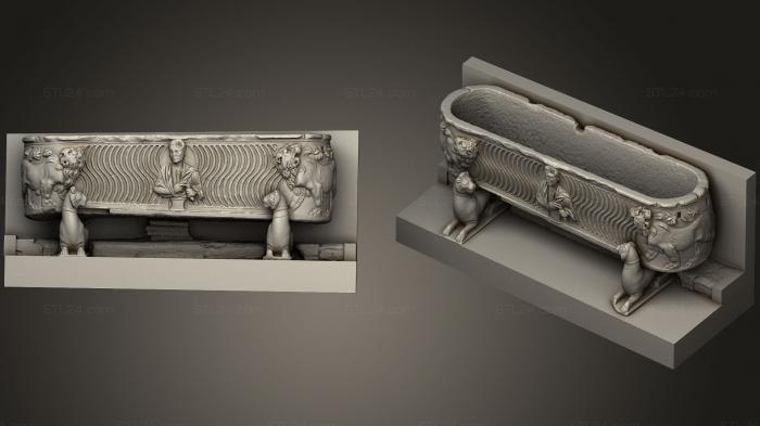Статуэтки и статуи разные (Саркофаг льва, STKR_0860) 3D модель для ЧПУ станка